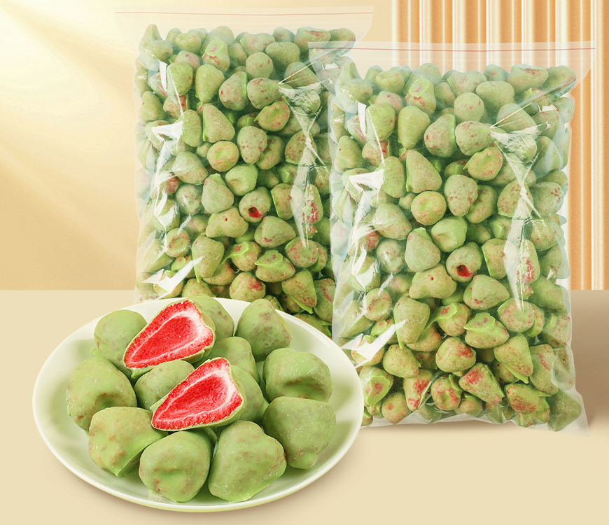 抹茶涂层冻干草莓脆